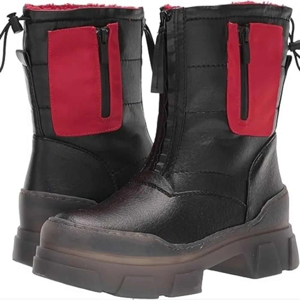 Franco Sarto Black and Red Water Resistant Boots